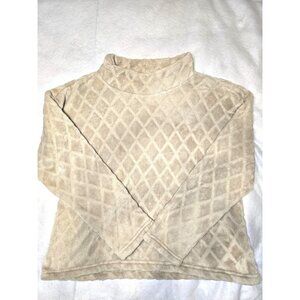 Quilted Beige‎ Mock Neck Fleece Pullover - XL - Aster & Blu - 100% Polyester
